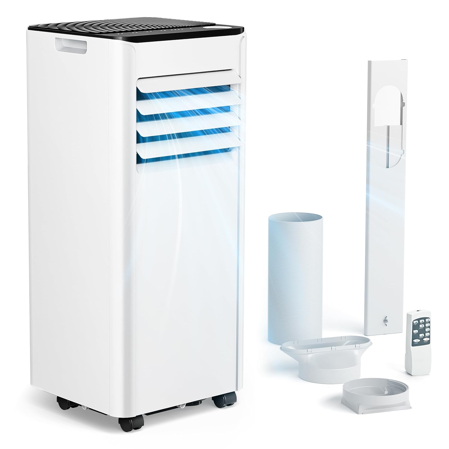 EUHOMY 7000BTU 2.0 kW Portable Air Conditioner (with Remote Control), 4-in-1 Portable Air Conditioning | Ductable Air Conditioner | Silent Operation | LED Display | Coverage of 25 ㎡ | 24H Timer