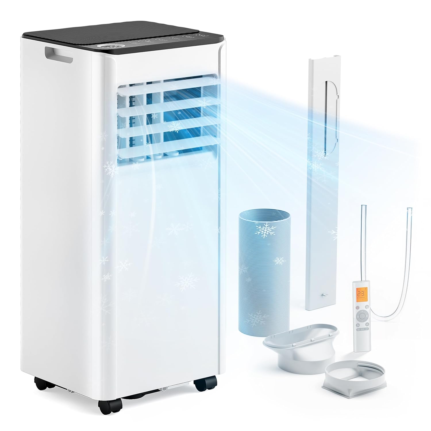 EUHOMY 7000BTU 2.0 kW Portable Air Conditioner (with Remote Control), 4-in-1 Portable Air Conditioning | Ductable Air Conditioner | Silent Operation | LED Display | Coverage of 25 ㎡ | 24H Timer