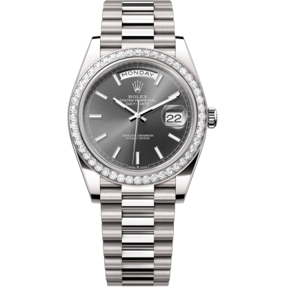 Rolthtex White Gold President Day Date 40 228349RBR Slate