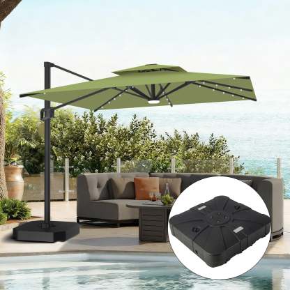 Patioslife Aegis Pro | Parasol Lateral Excéntrico 3x3m con LED Solar — Estructura de Aluminio Termolacado, Sombrilla Inclinable y Giratoria 360°