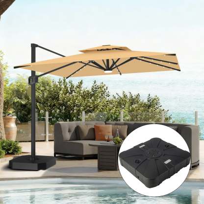Patioslife Aegis Pro | Parasol Lateral Excéntrico 3x3m con LED Solar — Estructura de Aluminio Termolacado, Sombrilla Inclinable y Giratoria 360°