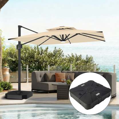 Patioslife Aegis Pro | Parasol Lateral Excéntrico 3x3m con LED Solar — Estructura de Aluminio Termolacado, Sombrilla Inclinable y Giratoria 360°