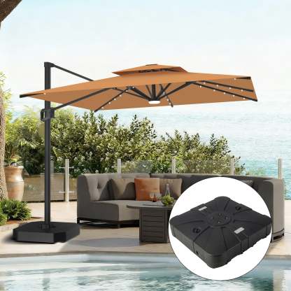 Patioslife Aegis Pro | Parasol Lateral Excéntrico 3x3m con LED Solar — Estructura de Aluminio Termolacado, Sombrilla Inclinable y Giratoria 360°