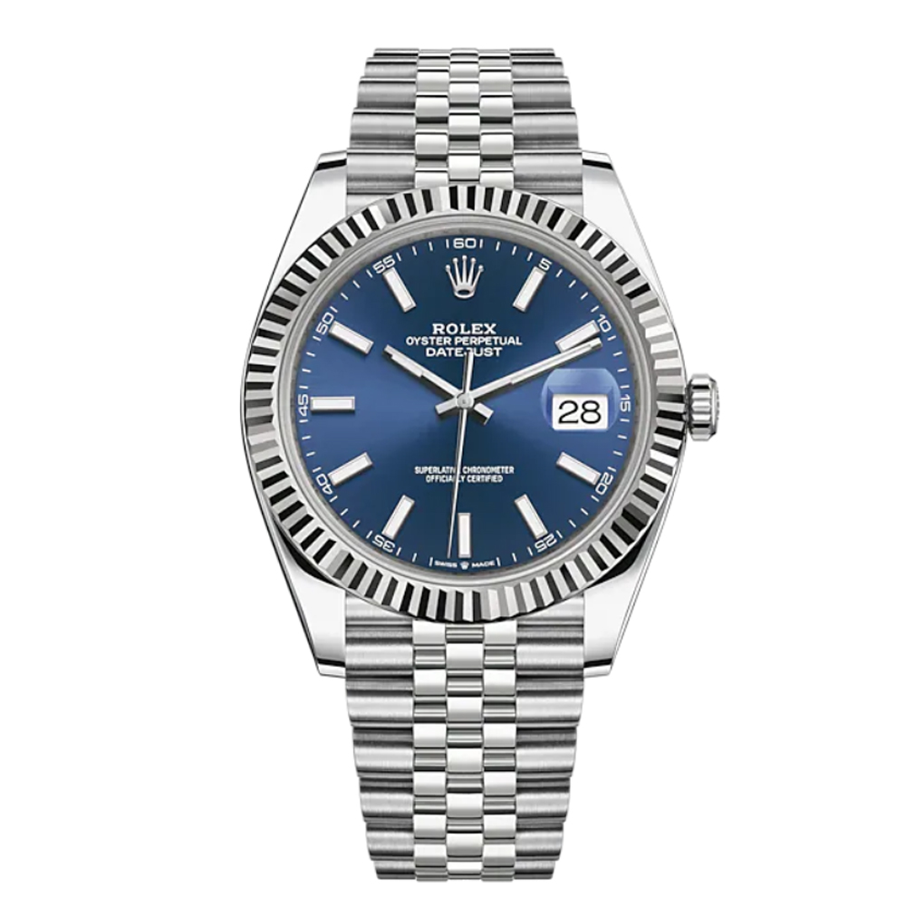 Rolthtex Datejust 41mm Oystersteel and white gold Bright Blue Dial 126334-0002