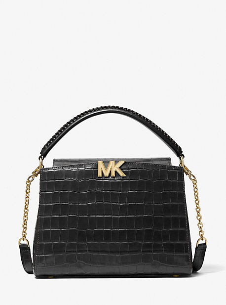 Karlie Medium Crocodile Embossed Leather Satchel