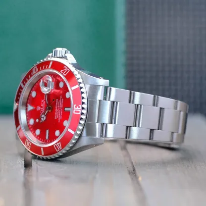 ROLthtEX SUBMARINER DATE MENS WATCH STEEL RED DIAL RED INSERT OYSTER 40MM 16610