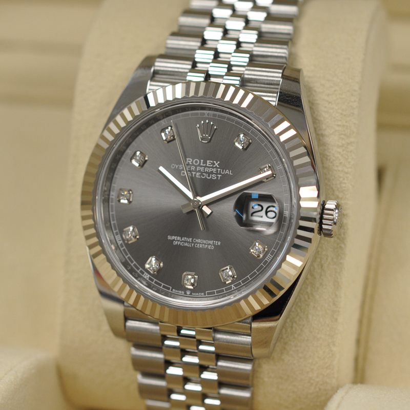 Rolthtex DateJust 41 Rhodium Diamond Dial 126334 Steel & 18k White Gold