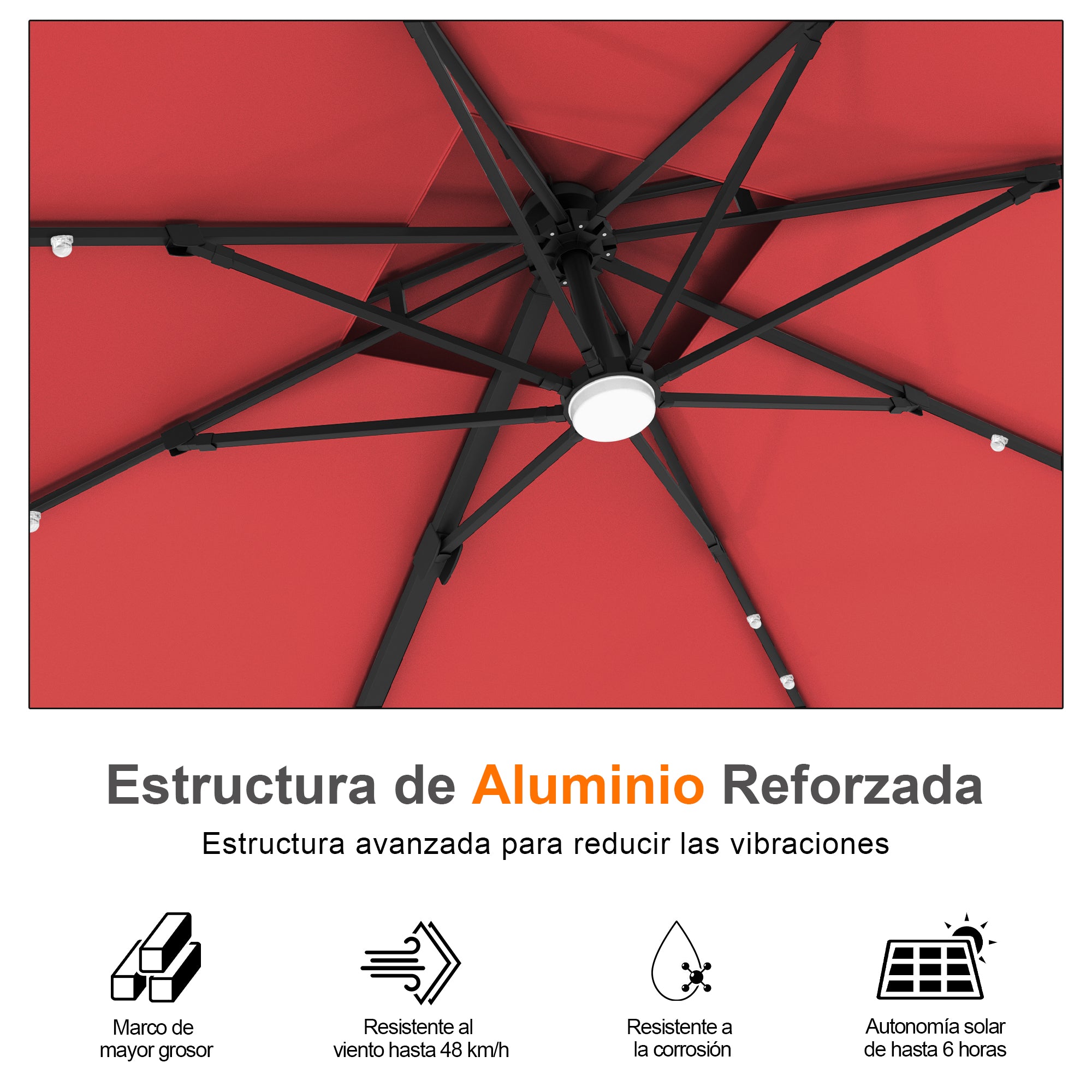 Patioslife Aegis Pro | Parasol Lateral Excéntrico 3x3m con LED Solar — Estructura de Aluminio Termolacado, Sombrilla Inclinable y Giratoria 360°