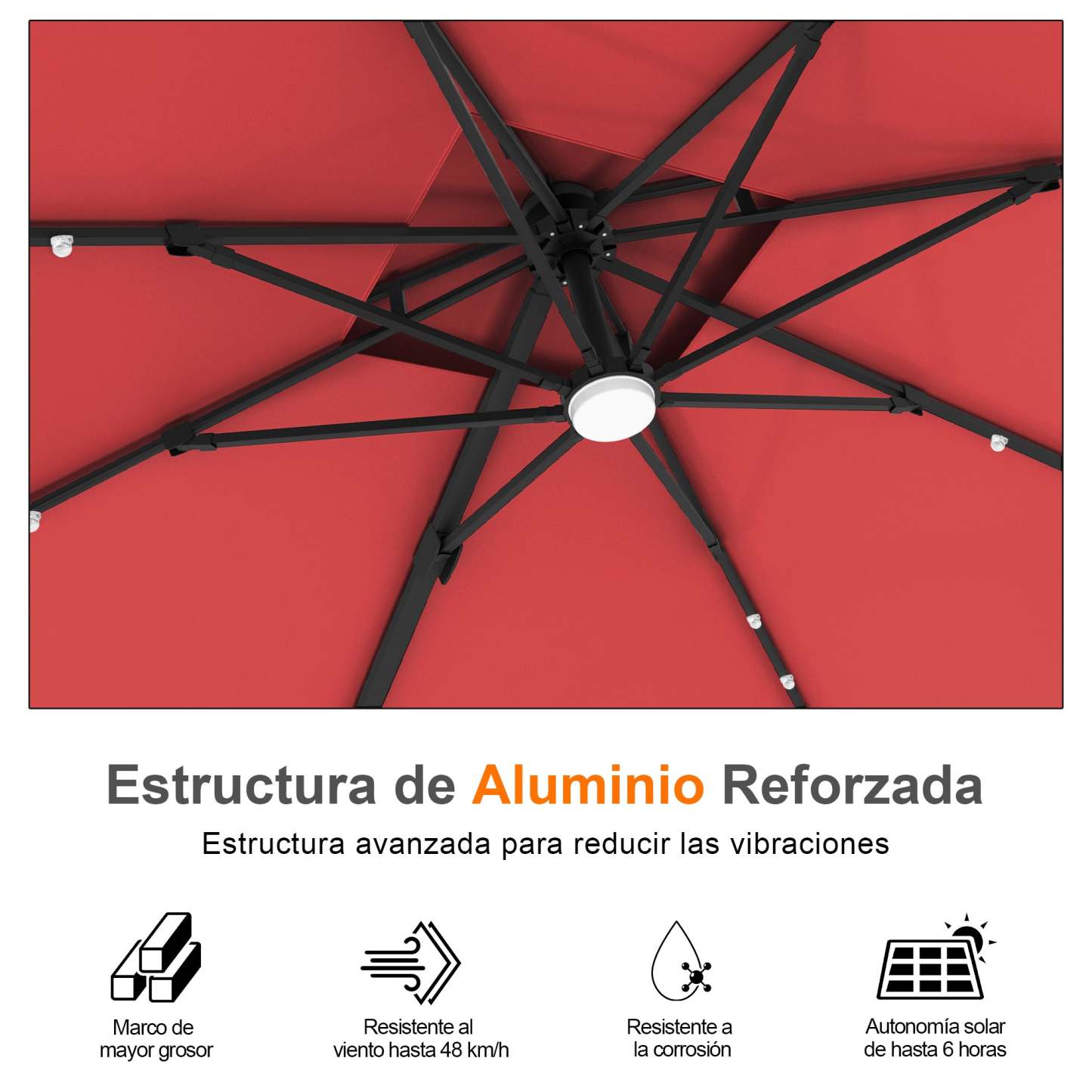 Patioslife Aegis Pro | Parasol Lateral Excéntrico 3x3m con LED Solar — Estructura de Aluminio Termolacado, Sombrilla Inclinable y Giratoria 360°