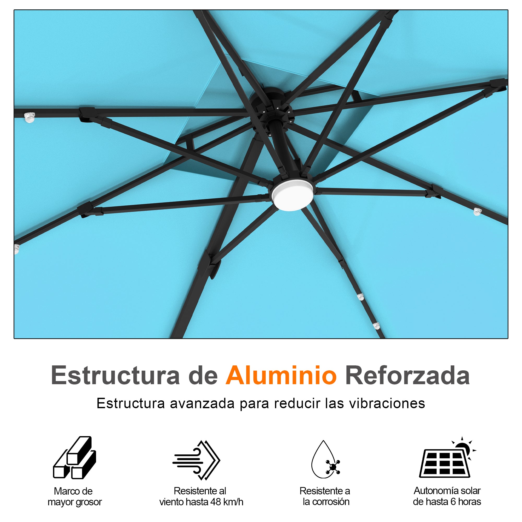 Patioslife Aegis Pro | Parasol Lateral Excéntrico 3x3m con LED Solar — Estructura de Aluminio Termolacado, Sombrilla Inclinable y Giratoria 360°