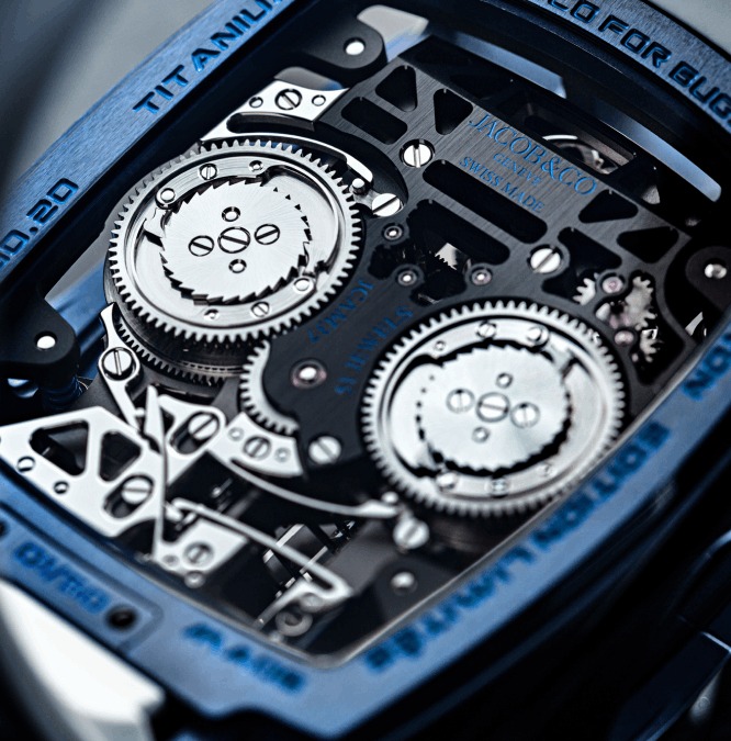 Bugthtatti Chiron Tourbillon BLUE TITANIUM | Jacthtob & Co.