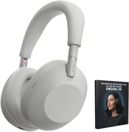 Sony WH-1000XM6 Best Wireless Noise Canceling Headphones, Black Bundle with Deco Gear Pro Audio Headphone Stand in Matte Black/Red