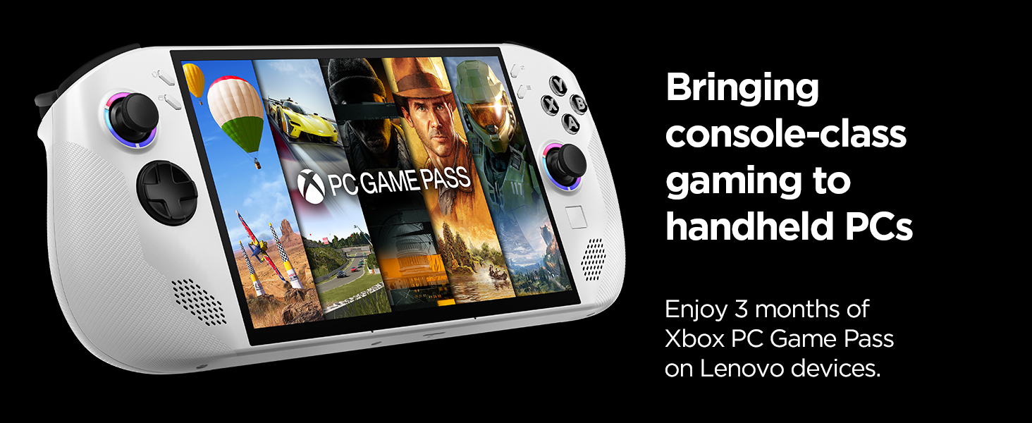 Console-level gaming, now handheld. Includes 3 months of Xbox PC Game Pass.