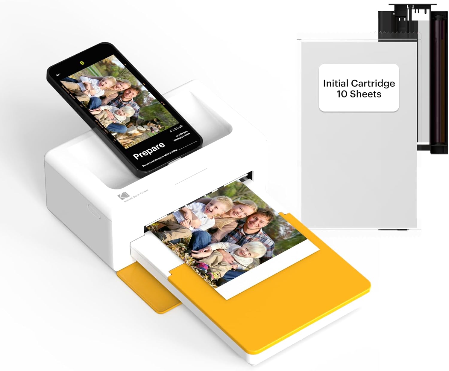 KODAK Dock Plus 4x6'' Photo Printer, 50 Sheets, Docking & Bluetooth Smartphone Printer for iPhone & Android, Instant Color Prints, 4PASS Dye Sublimation