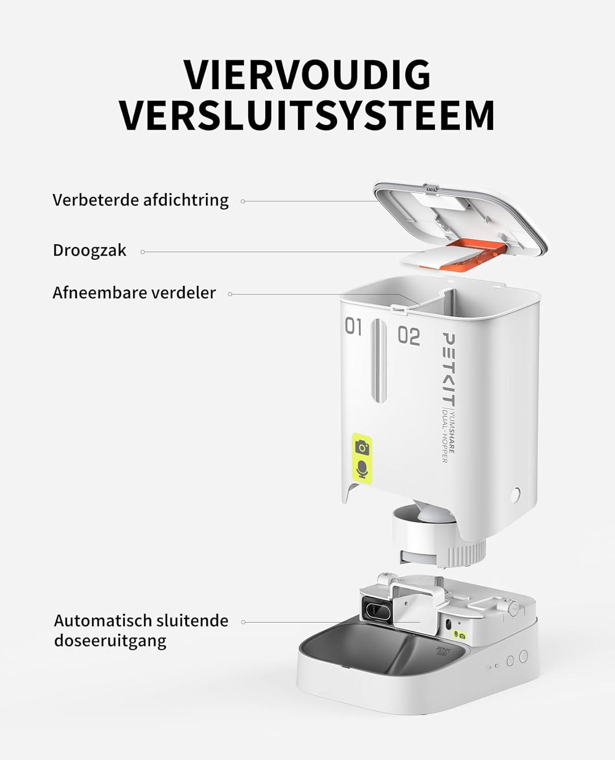 PETKIT Automatic Cat Feeder with Camera, 1080P HD, 5L Double Funnel Automatic Feeder for Cats/Dogs, AI Function, Two Way Audio,2.4G WiFi, APP Control, Stainless Steel Bowl