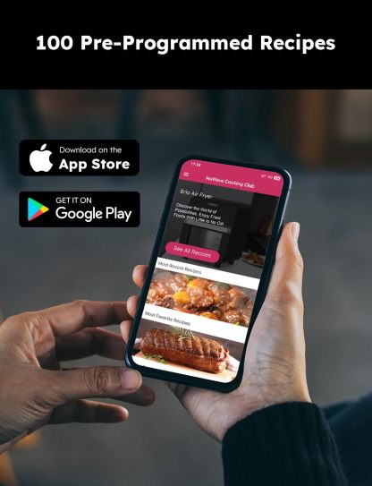 Nuwave Brio 15.5Qt Air Fryer Rotisserie Oven, X-Large Family Size, Powerful 1800W, 4 Rack Positions, 50°-425°F Temp Controls, 100 Presets & 50 Memory, Integrated Smart Thermometer, Linear T Technology