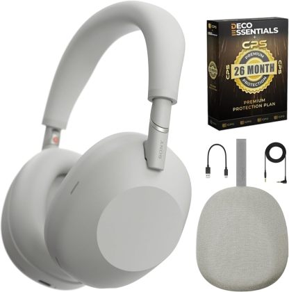 Sony WH-1000XM6 Best Wireless Noise Canceling Headphones, Black Bundle with Deco Gear Pro Audio Headphone Stand in Matte Black/Red