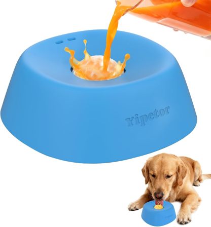 Yipetor Slow Feeder Dog Bowls for Liquid Treat, Anti-Slip【Entertained Ball-in】 Bone Broth Dog Lick Bowl, 3/4 Cup Yogurt Pup Lick Toy for Large Medium Small Breeds Dietary Supplement/Post-op Nutrition