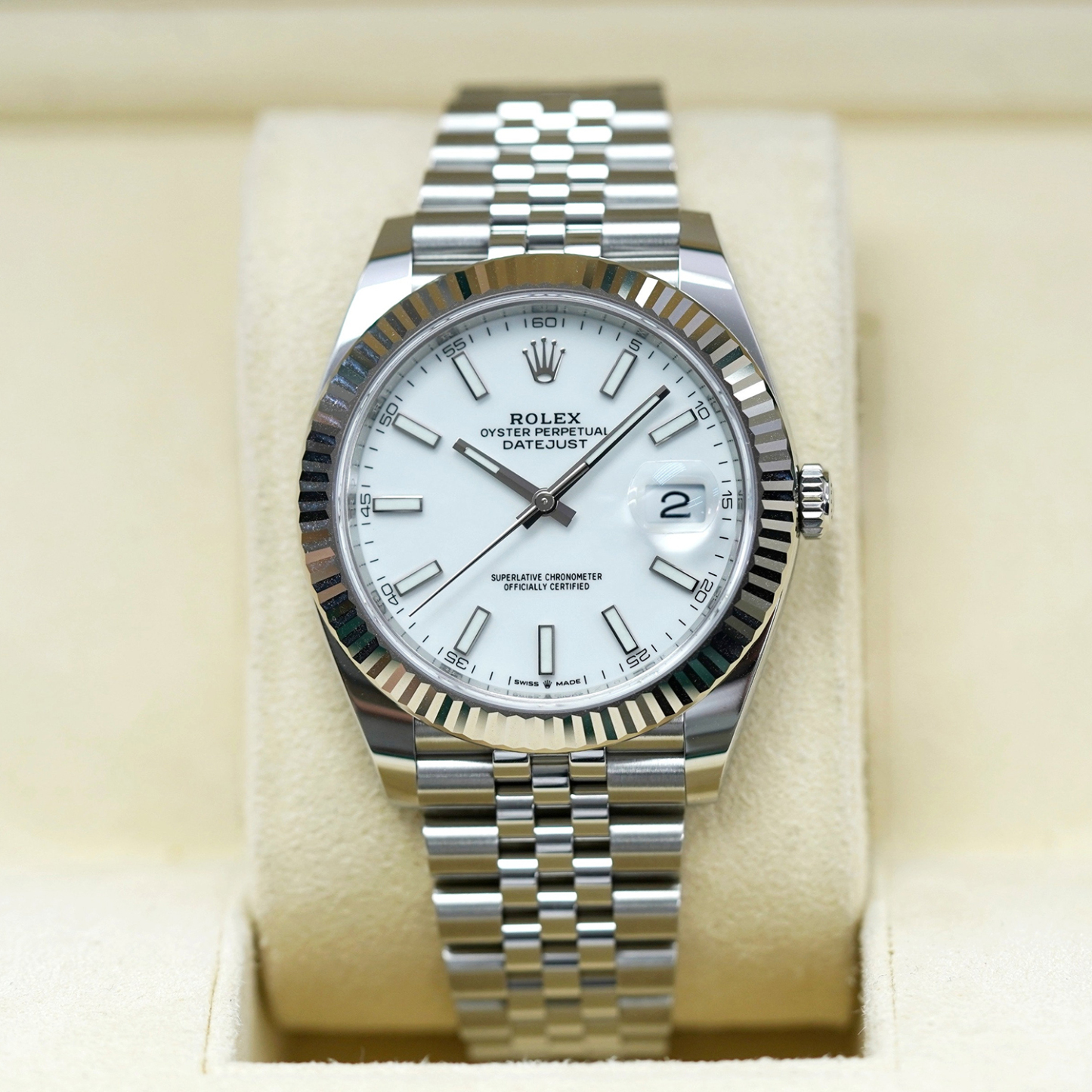 Rolthtex Datejust 41 Oystersteel and 18K White Gold 41 mm White Dial 126334-0010