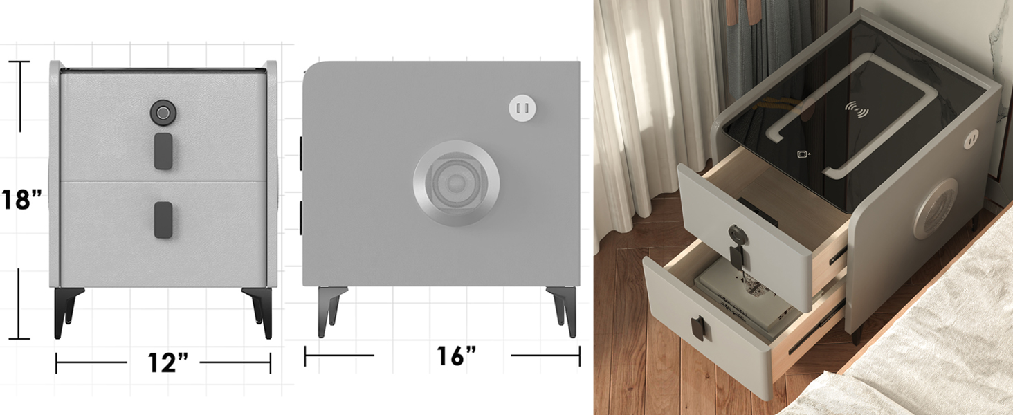 Nightstand with 2 Drawers