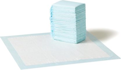 Amazon Basics Leak-Proof Dog and Puppy Potty Training Pee Pads with Quick-Dry 5-Layer Super Absorbent Design, Regular Size 22 x 22 inch, Blue & White, 100 Count