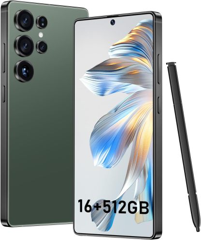 BXV I25 Ultra 16+512GB Smartphone - 7000mAh Battery, 6.99-inch Display, Built-in Pen, Android 14, Snapdragon 8 Gen3, 68MP+108MP Camera Outperform Competitors in Speed & Power (Green)