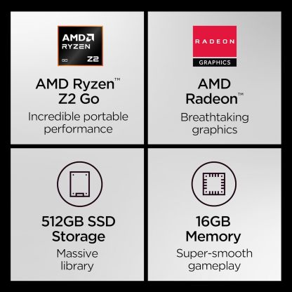 2025 - Mobile Gaming Console - AMD Radeon graphics - 8" PureSight IPS Display - 120Hz - AMD Ryzen™ Z2 Go - 16GB Memory - 512GB Storage - Glacier White - Free PC Game Pass