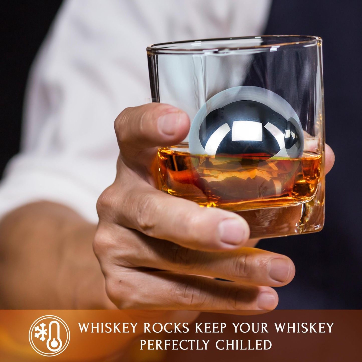 4 XL Stainless Steel Whisky Ice Cubes with Tongs & Freezer Pouch in Luxury Gift Box!