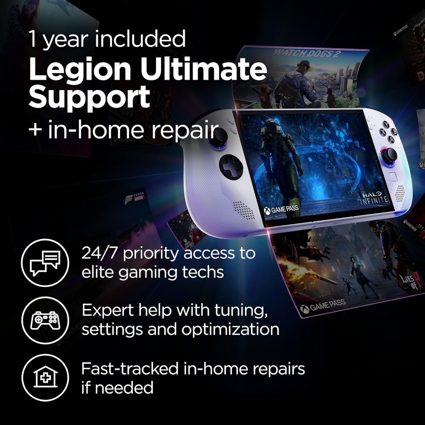  2025 - Mobile Gaming Console - AMD Radeon graphics - 8" PureSight IPS Display - 120Hz - AMD Ryzen™ Z2 Go - 16GB Memory - 512GB Storage - Glacier White - Free PC Game Pass