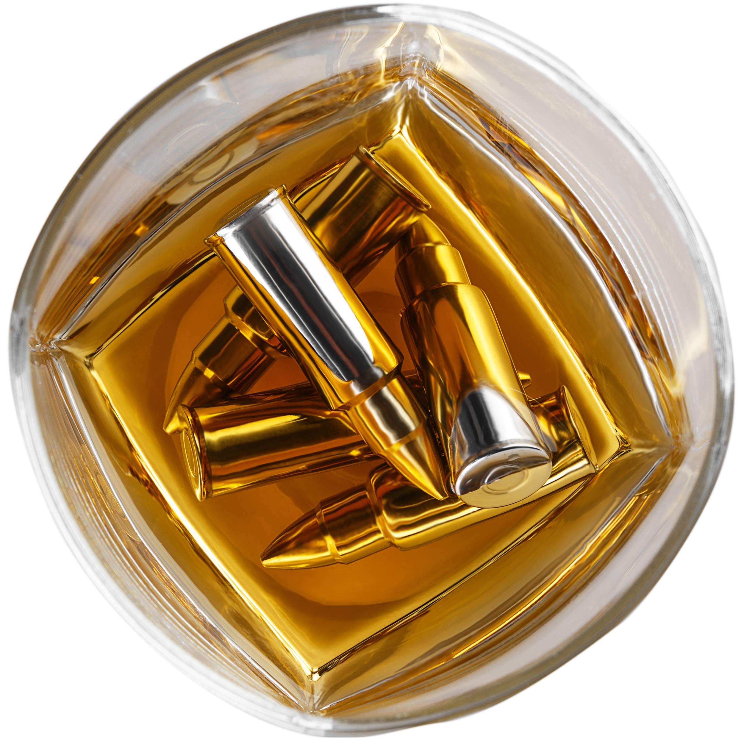 4 XL Stainless Steel Whisky Ice Cubes with Tongs & Freezer Pouch in Luxury Gift Box!