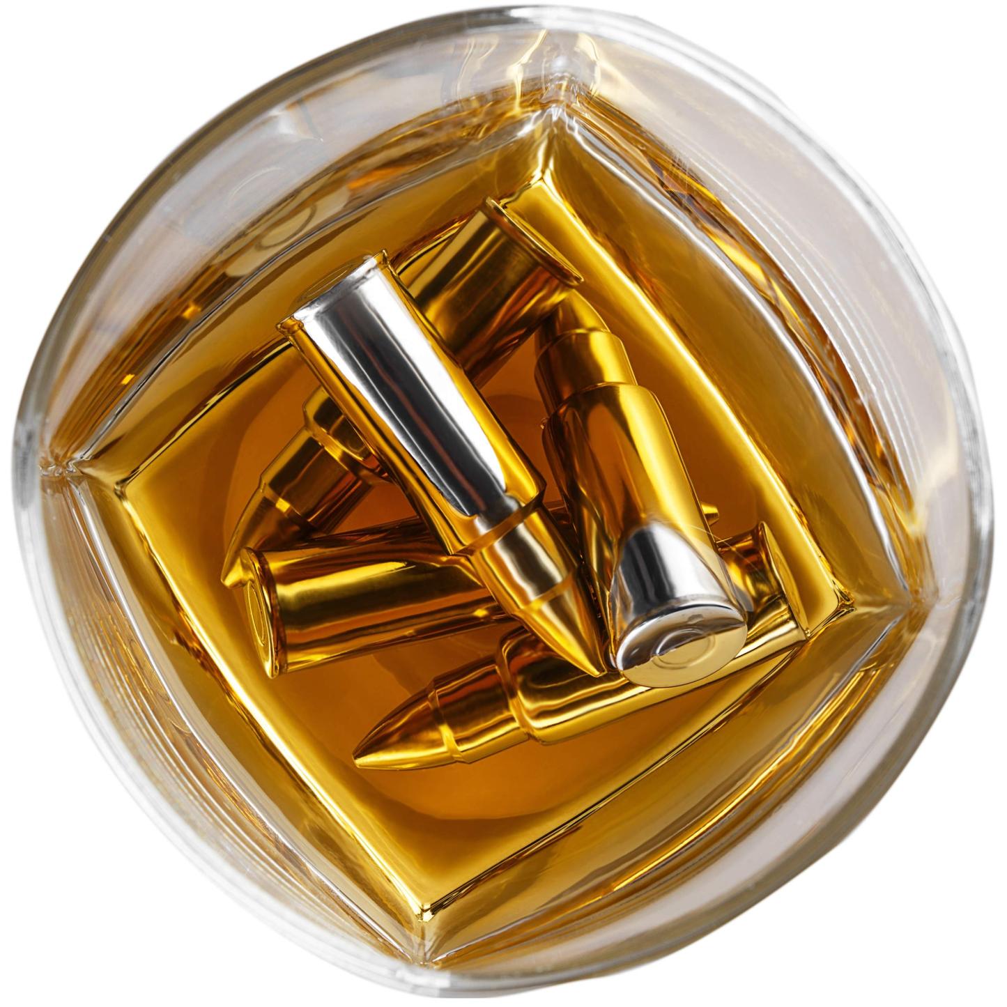 4 XL Stainless Steel Whisky Ice Cubes with Tongs & Freezer Pouch in Luxury Gift Box!