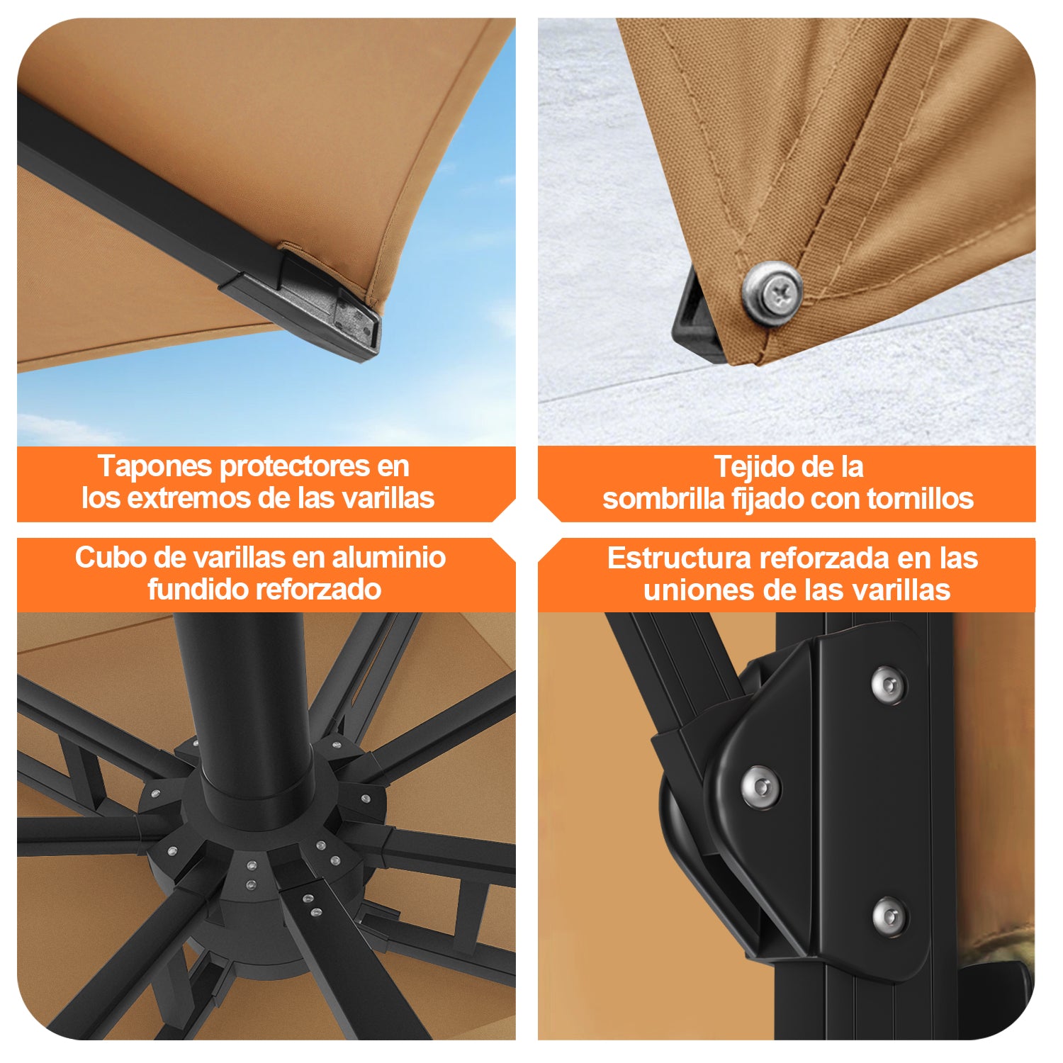 Patioslife Aegis Pro | Parasol Lateral Excéntrico 3x3m con LED Solar — Estructura de Aluminio Termolacado, Sombrilla Inclinable y Giratoria 360°