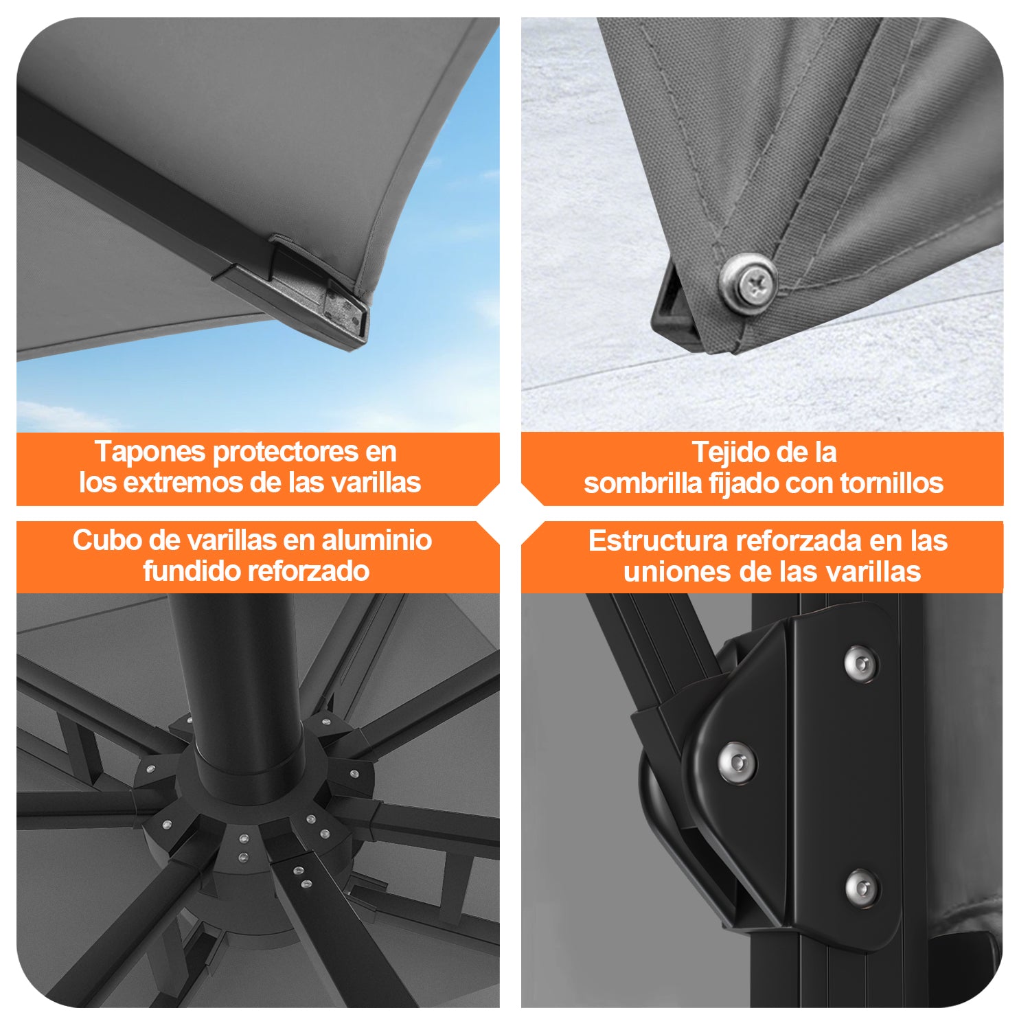 Patioslife Aegis Pro | Parasol Lateral Excéntrico 3x3m con LED Solar — Estructura de Aluminio Termolacado, Sombrilla Inclinable y Giratoria 360°