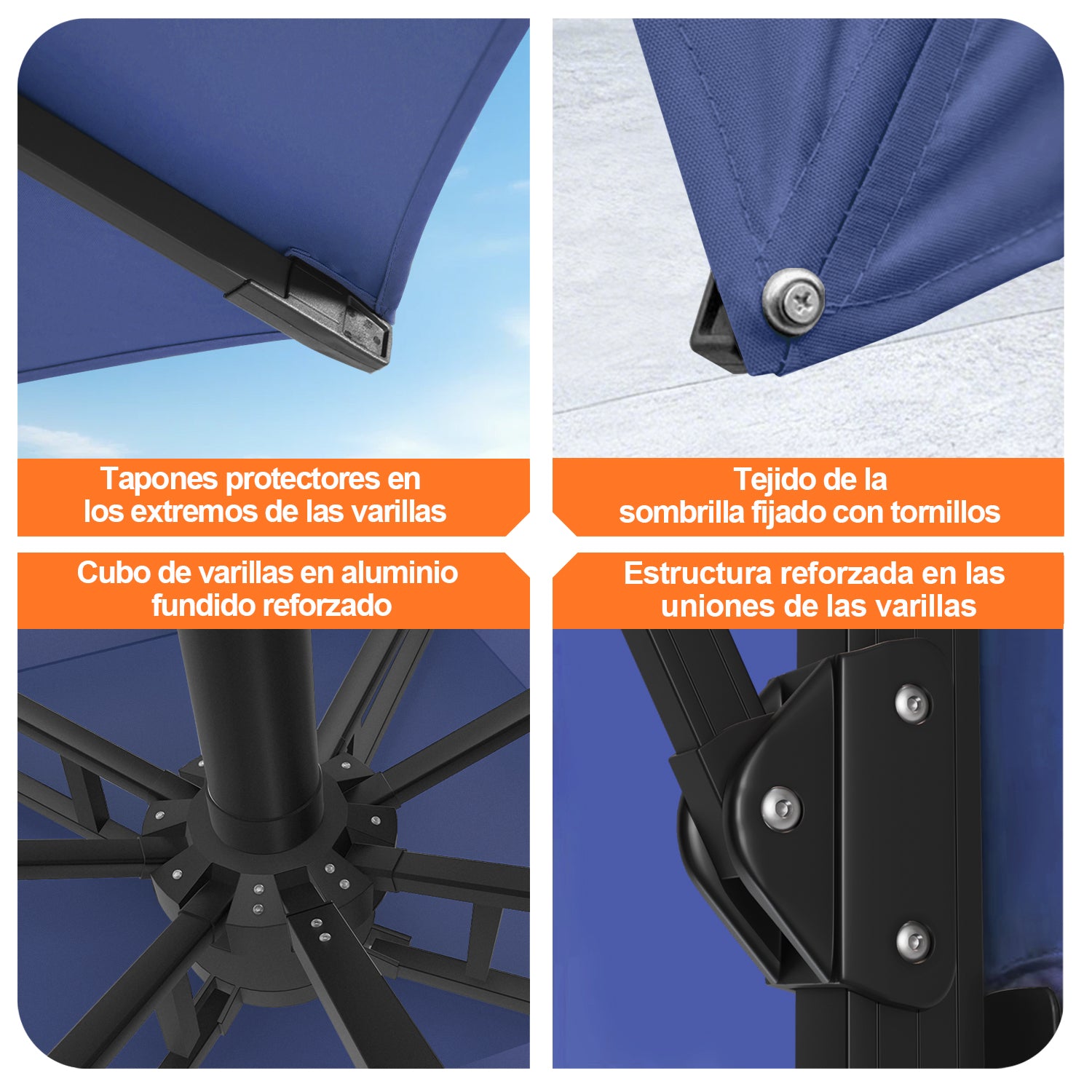 Patioslife Aegis Pro | Parasol Lateral Excéntrico 3x3m con LED Solar — Estructura de Aluminio Termolacado, Sombrilla Inclinable y Giratoria 360°