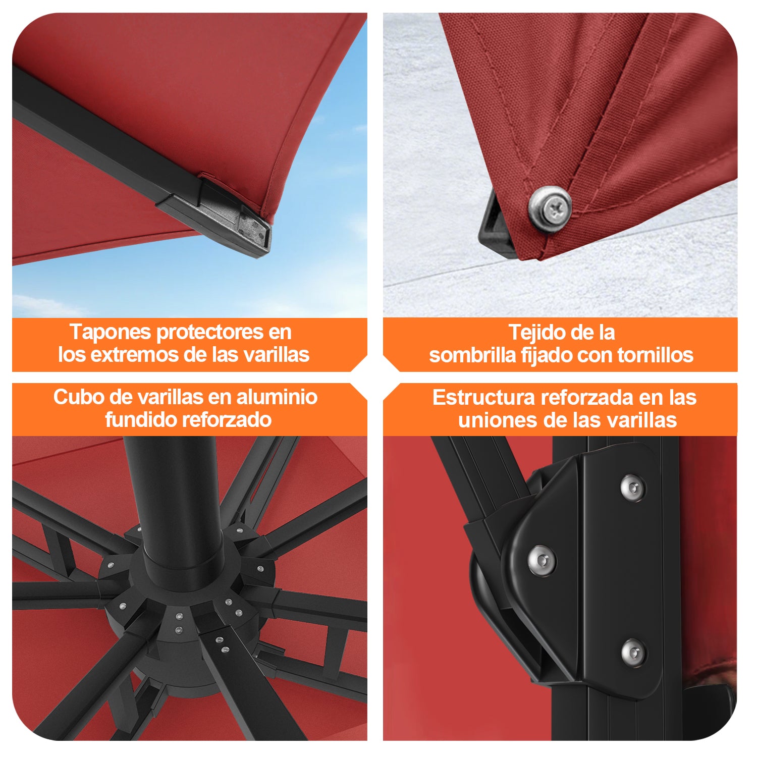 Patioslife Aegis Pro | Parasol Lateral Excéntrico 3x3m con LED Solar — Estructura de Aluminio Termolacado, Sombrilla Inclinable y Giratoria 360°
