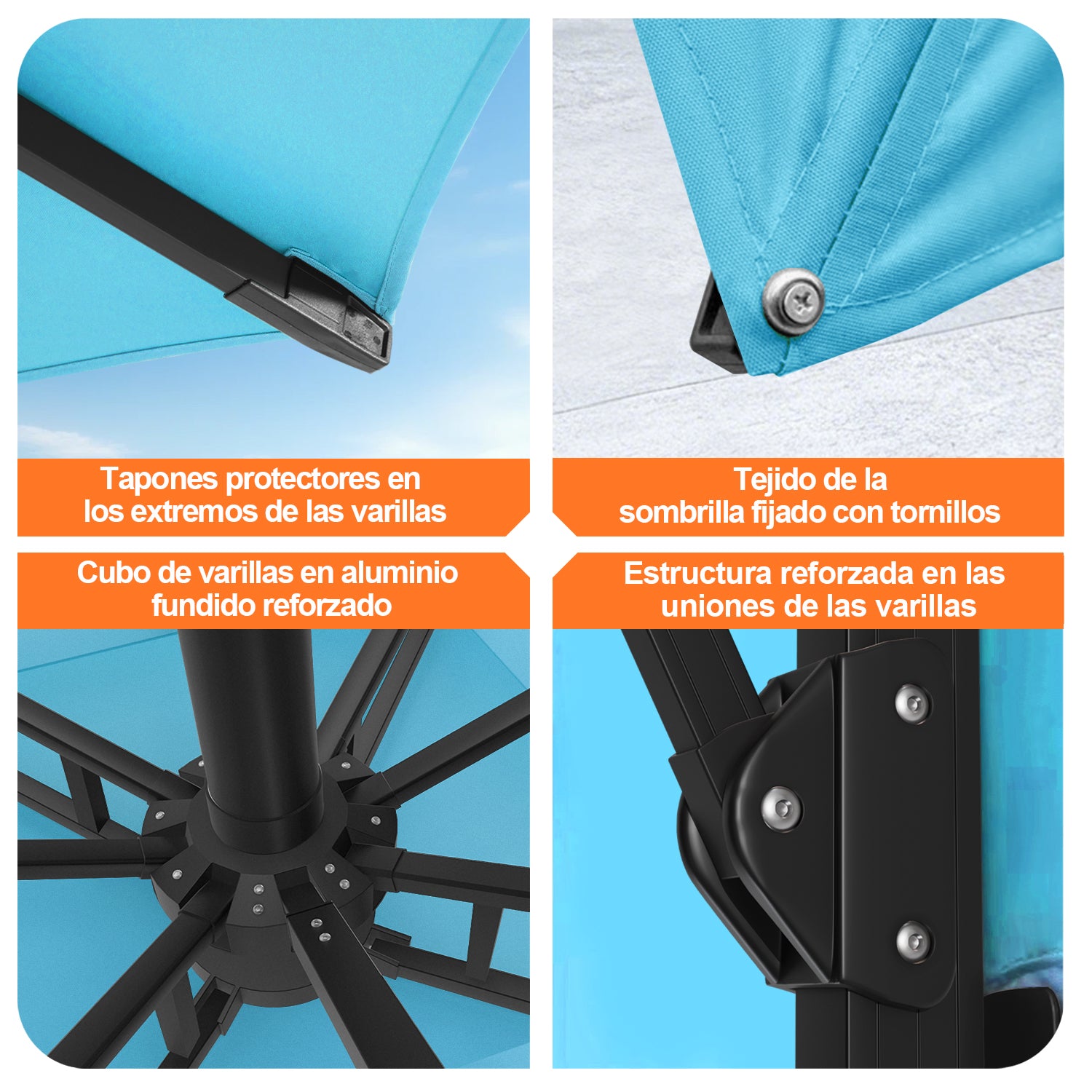 Patioslife Aegis Pro | Parasol Lateral Excéntrico 3x3m con LED Solar — Estructura de Aluminio Termolacado, Sombrilla Inclinable y Giratoria 360°