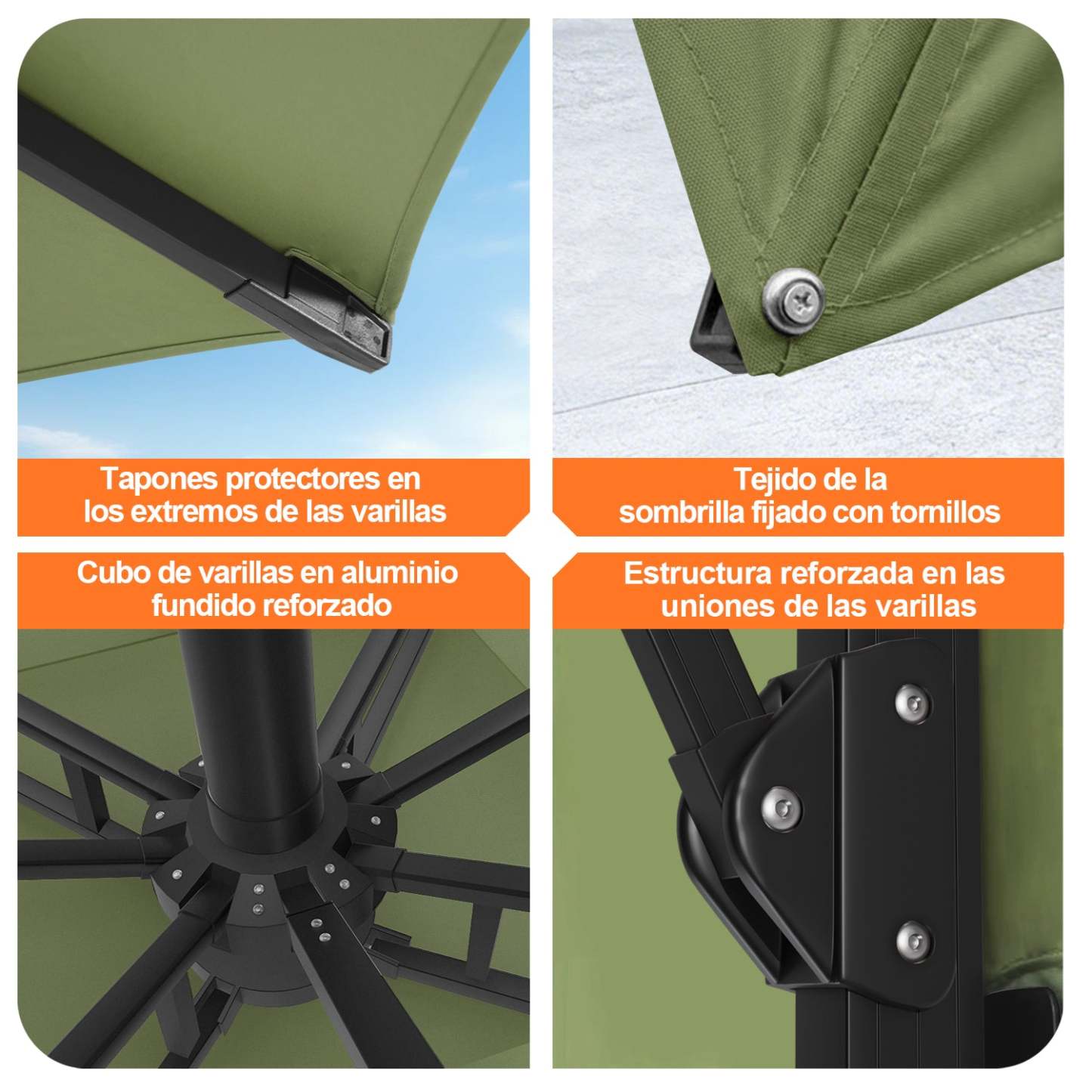 Patioslife Aegis Pro | Parasol Lateral Excéntrico 3x3m con LED Solar — Estructura de Aluminio Termolacado, Sombrilla Inclinable y Giratoria 360°