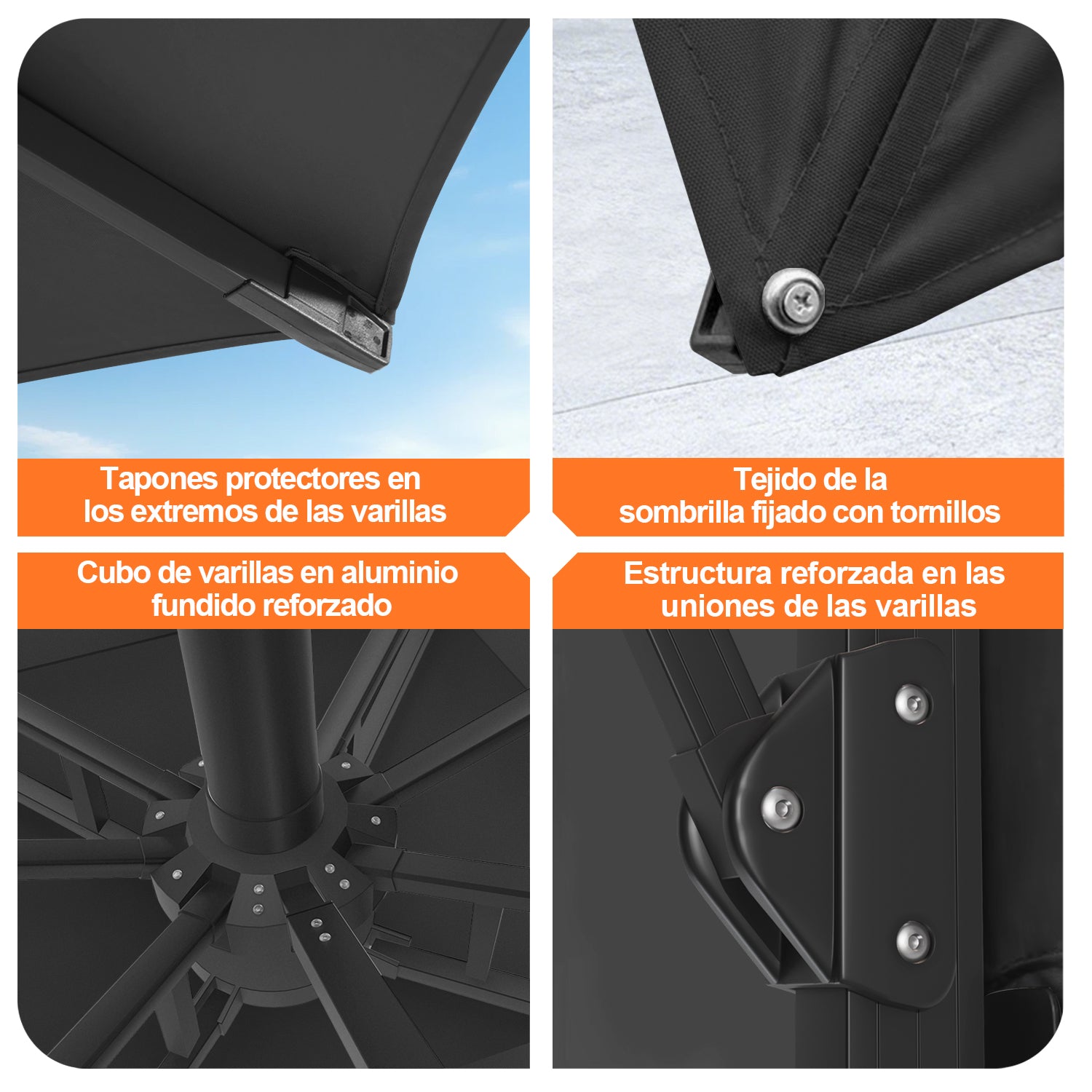 Patioslife Aegis Pro | Parasol Lateral Excéntrico 3x3m con LED Solar — Estructura de Aluminio Termolacado, Sombrilla Inclinable y Giratoria 360°