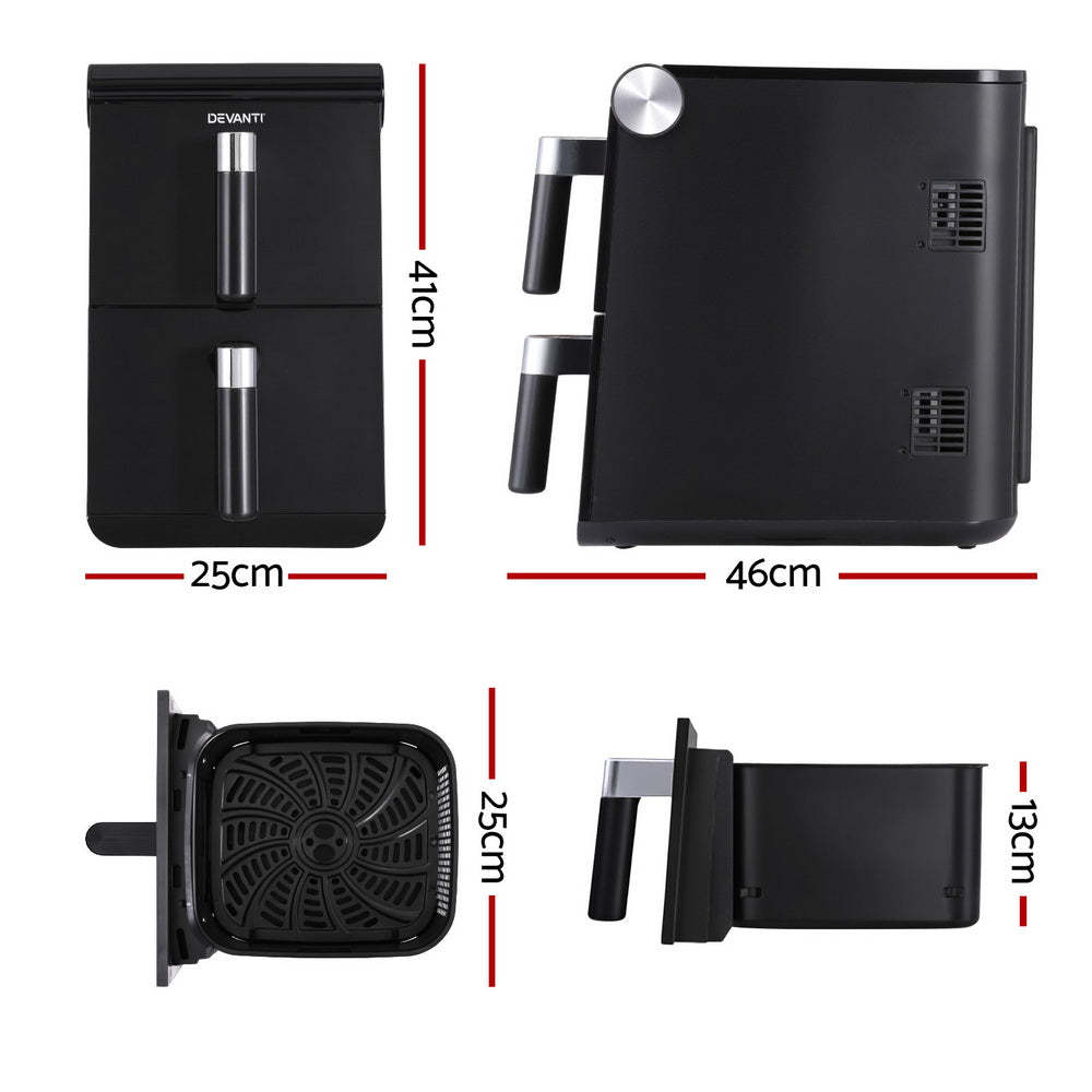 Devanti Air Fryer Oven 11L Dual Zone Fryers