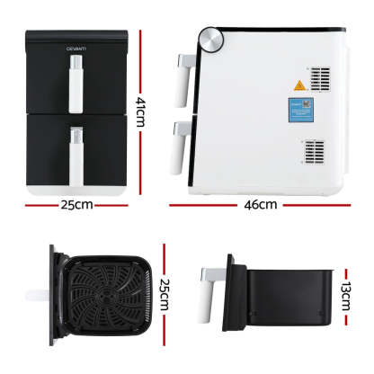 Devanti Air Fryer Oven 11L Dual Zone Fryers White