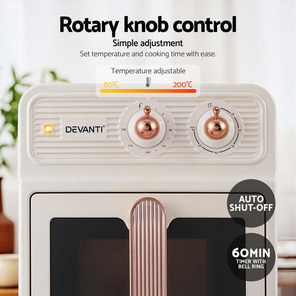 Devanti 6L Air Fryer Knob Control 1700W Cream