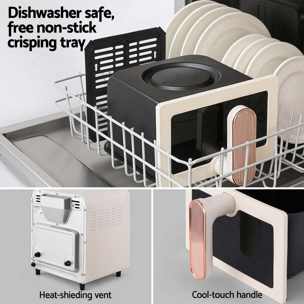 Devanti 6L Air Fryer Knob Control 1700W Cream