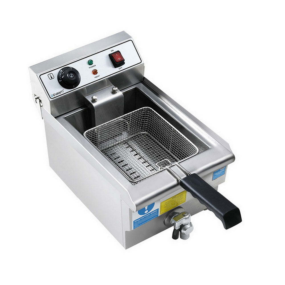 Devanti 3000W Electric Deep Fryer 10L Stainless Steel Fryer w/ Basket & Lid