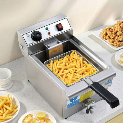 Devanti 3000W Electric Deep Fryer 10L Stainless Steel Fryer w/ Basket & Lid