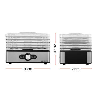 Devanti 5 Trays Food Dehydrator Stainless Steel Tray