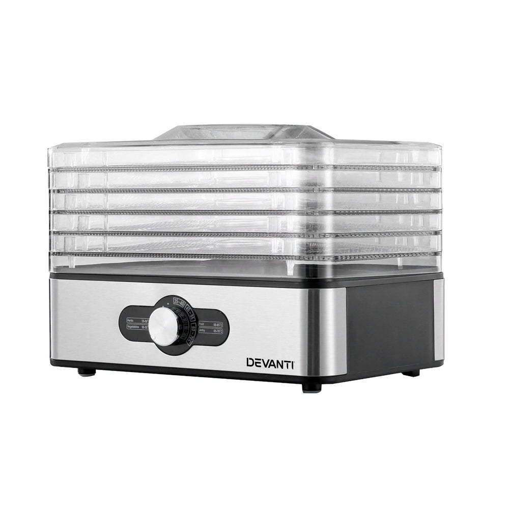 Devanti 5 Trays Food Dehydrator Stainless Steel Tray
