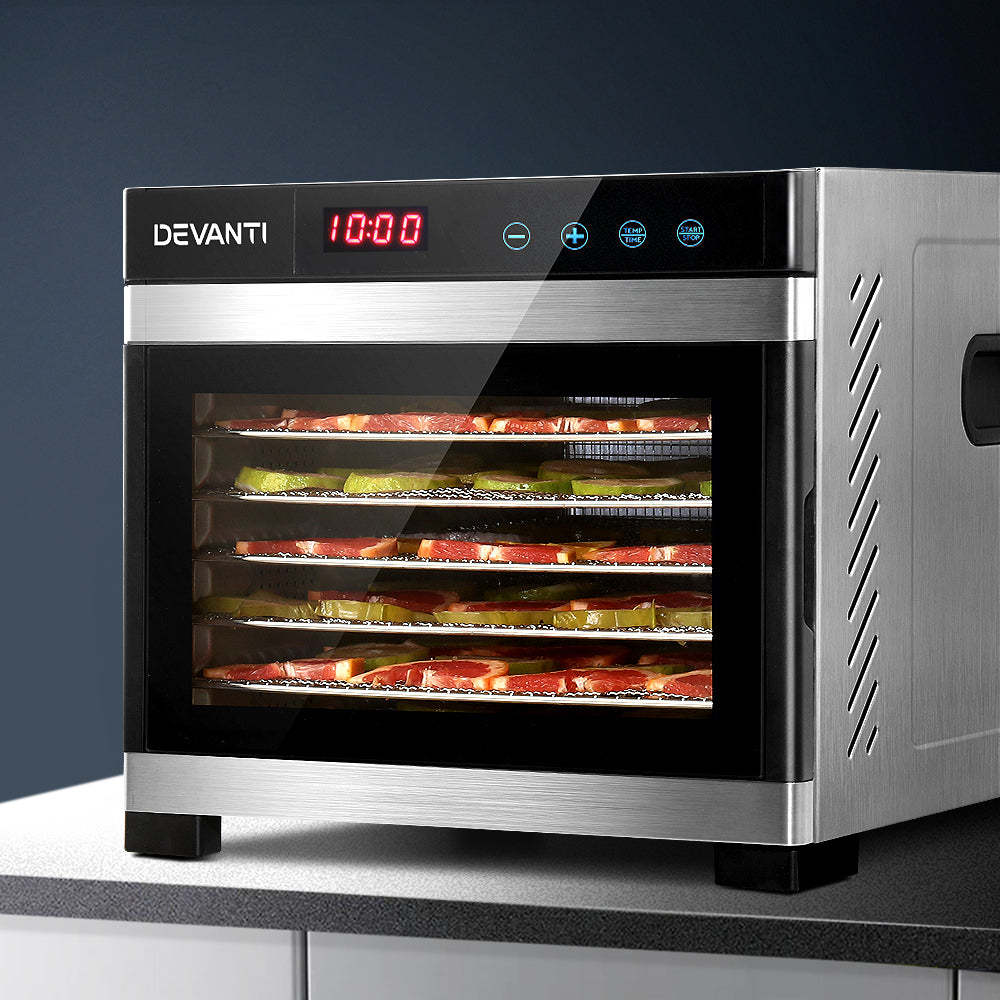 Devanti 6 Trays Food Dehydrator Stainless Steel Tray