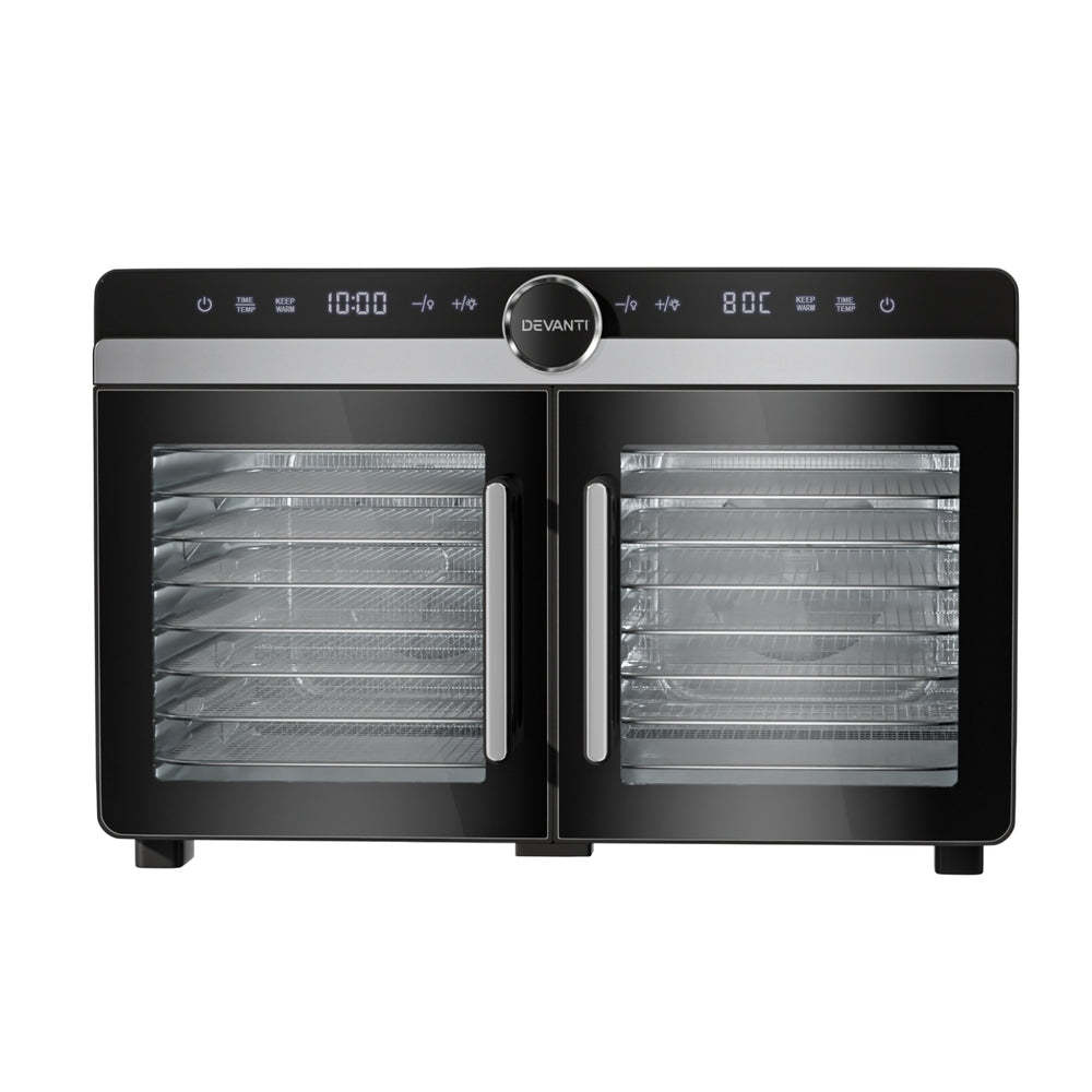 Devanti 16 Trays Food Dehydrator Dual-Zone Stainless Steel