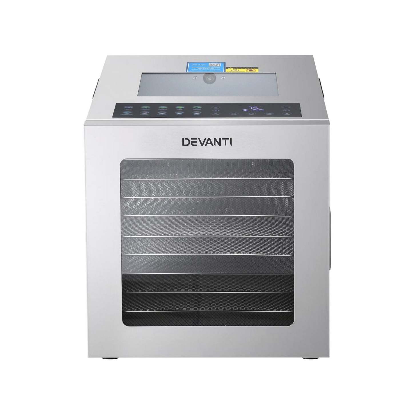 Devanti 10 Trays Food Dehydrator Stainless Steel Visible Glass Door 850W