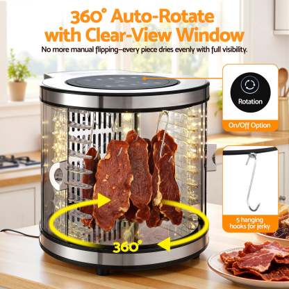 Devanti 8 Trays Food Dehydrator Stainless Steel Auto-Rotate 10 Programs 700W